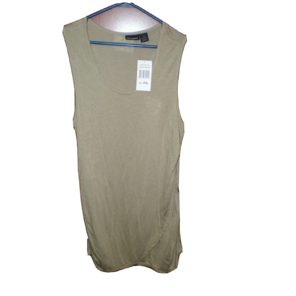 NWT Introspect Long Sleeveless Blouse Top Tan Womens